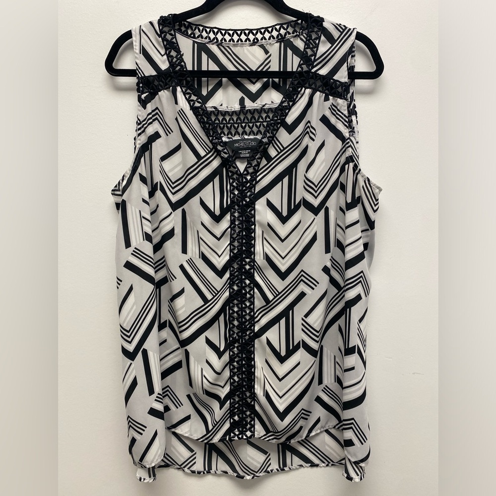 *3 for $30* Black and White Sleeveless Semi Sheer V Neck Top